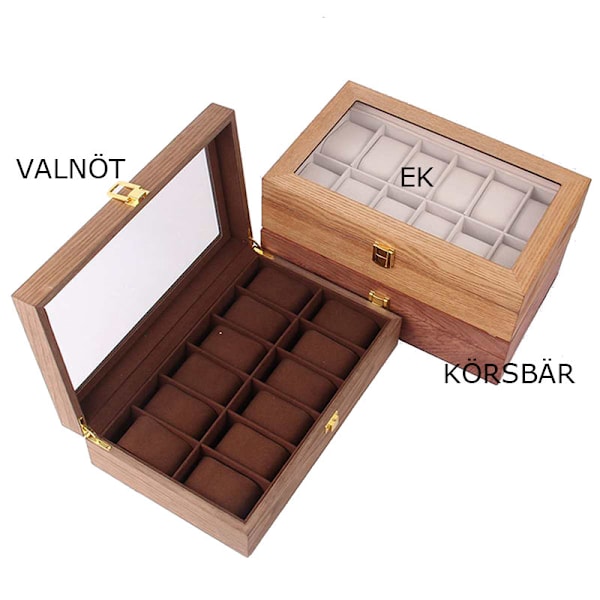 Klockbox för 12 klockor i Trä - Valnöt, Körsbär eller Ek 912 Ek