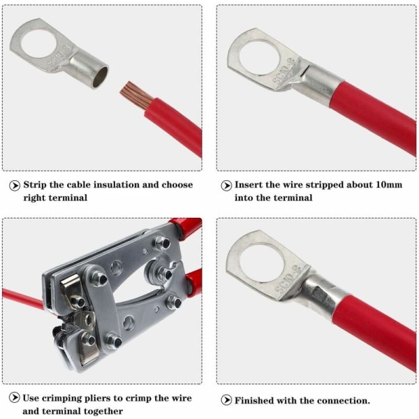 XVX 60 stk Elektriske forbindelser Hulhul Forniklet kobber SC-stik Crimp/Lod til 6m㎡ 8m㎡ 10m㎡ 16m㎡ 25m㎡ Kabel