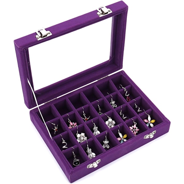 Sammetsglas smykker Ring Display Organizer Box Brickholder