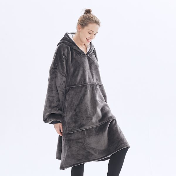 Oversized Sherpa Hoodie, Bærbar Hoodie Sweatshirt Tæppe