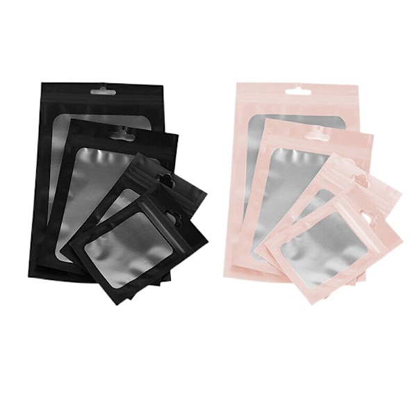 Klare Zip Lock Mylar-poser med forsegling, Zip Lock-pose, Resealable pose i aluminiumsfolie, 100 stk. Svart