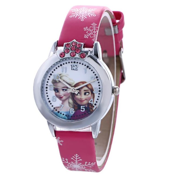 Elsa ja Anna Frozen Style Glowing Snowflake Tyttö Kello- Red