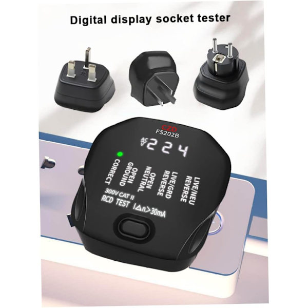 Plug Digital Socket Tester FS202D Bærbar RCD LEAKAGE PROTECTIO