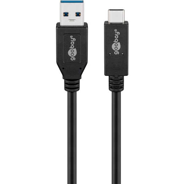 Goobay USB-C™-kaapeli USB 3.2 Gen 2, 3 A, 0,5 m, musta