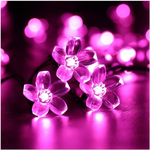 Solar Flower String Lights Outdoor Waterproof 23ft 50 Cherry