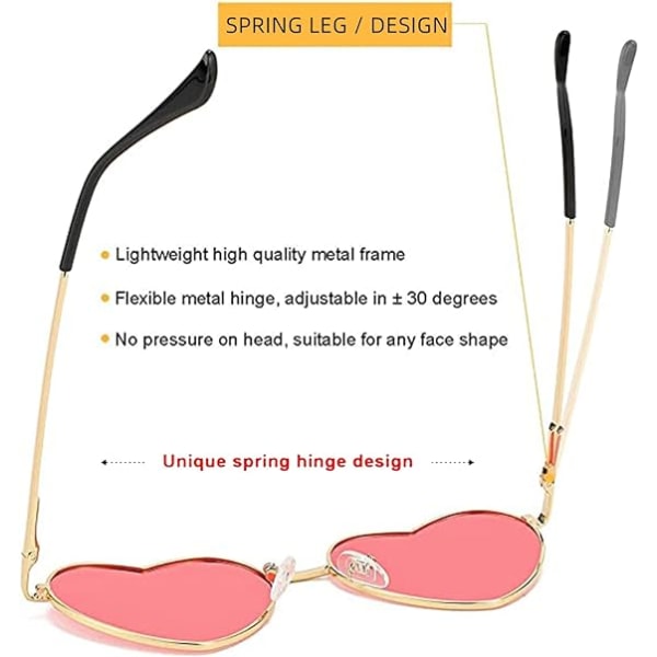 Polariserte hjerteformede solbriller for kvinner - søt metallramme - kjærlighet