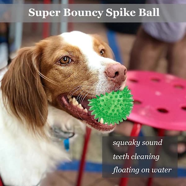 6-pack Squeaky Dog Balls with High Bounce and Rubber Spikes, Perfect for Teething Puppies, Small and Medium Aggressive Chewers-FA-