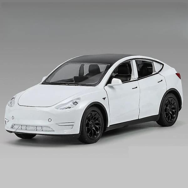 1/32 Tesla Model Y SUV Legetøjsbil Model Trykstøbt Legering Metal Miniature Lyd & Lys Træk Tilbage 1:32 Samling Gave Til Dreng Børn-FA- White