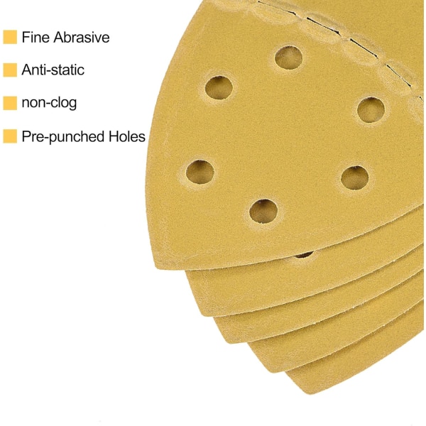 Trekantet sandpapir 11 huller korn 320 (P320) fint korn 6\"