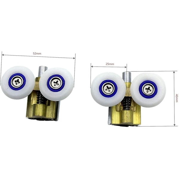 4-pack Duschdörrsrullar - Duschrullar - Skjutspårsrullar - Mässingsstödararmar med 25 mm hjul för duschkabin, duschrum-FA5-