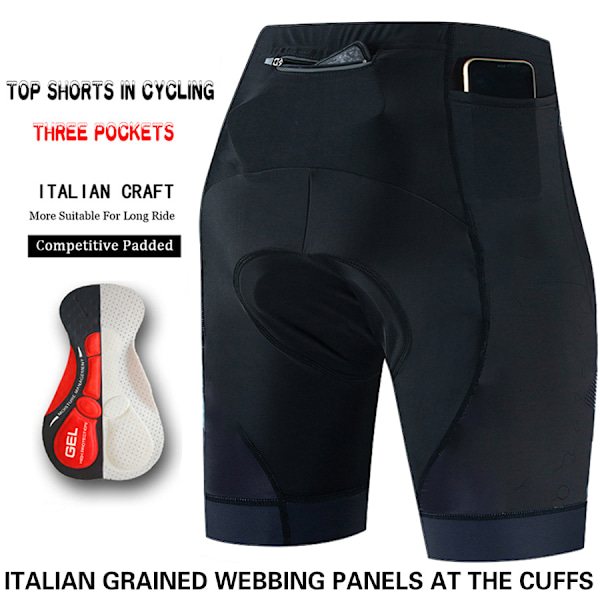 Cykelbukser med tre lommer, herre sommervej bjerg b sort sort black XL