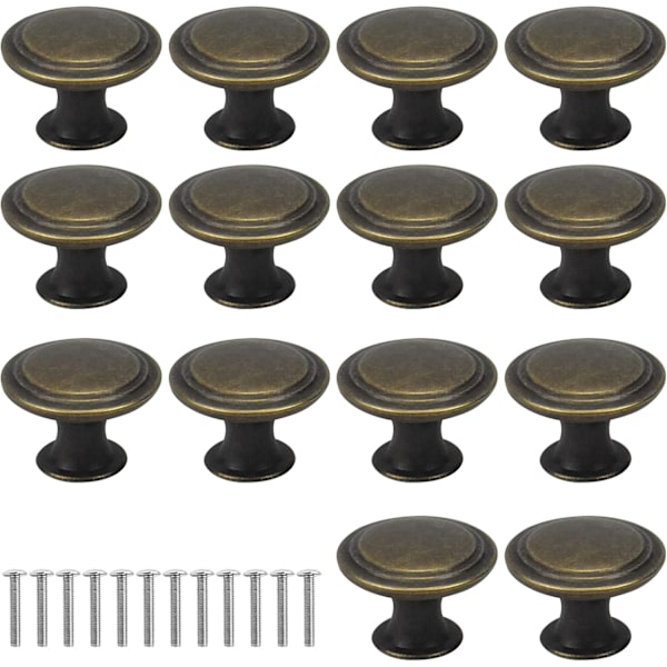 16pcs Vintage Drawer Handles 29mm Round Bronze Box Pulls Brass-FA-
