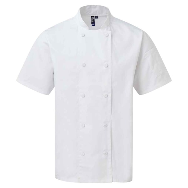 Premier Unisex Aikuisten Coolchecker Lyhythihainen Kokkitakki XS W Valkoinen-FA5- White XS