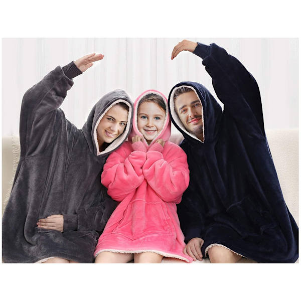 Oversized Hoodie med Hætte - Filt pink 780