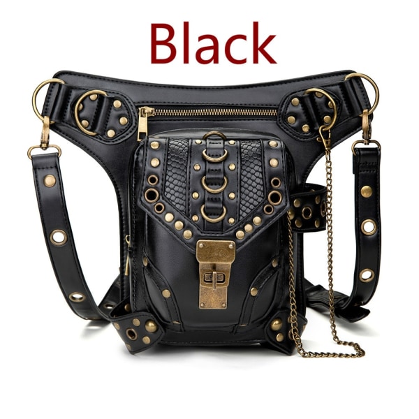Steam Punk Vintage Rock Gothic Bag Goth Axel Midjeväskor P Cool black