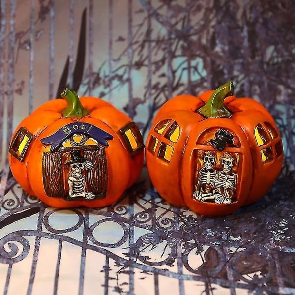 Halloween skalledekorasjon gresskar atmosfærelys
