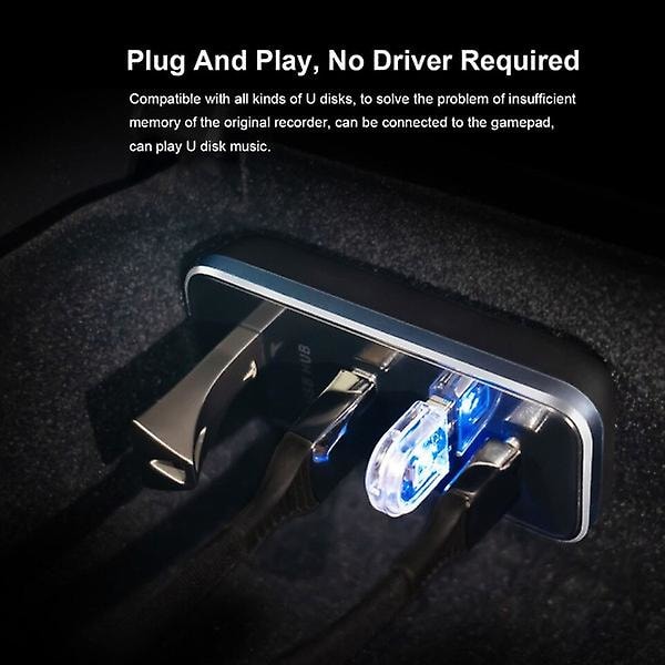 Tesla Model 3 Y Hansikaslokero HUB Telakointiasema Pikalaturi Laajennus USB Type-C