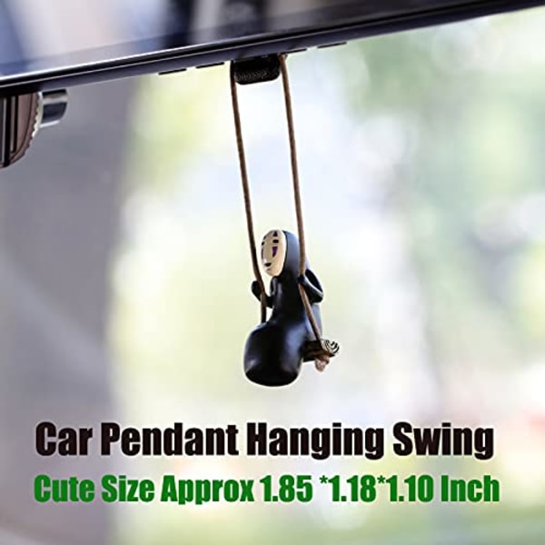 Anime söpö tavarat Söpöt asiat No Face Car Pendant Hanging Swing, auton taustapeilin lisävarusteisiin（2 kpl）