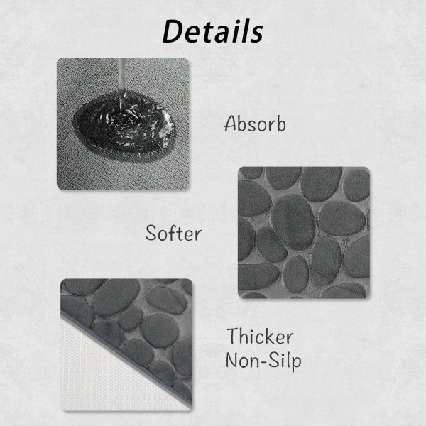 Set med 3 halkfria badmattor Andas badmattor av memory foam