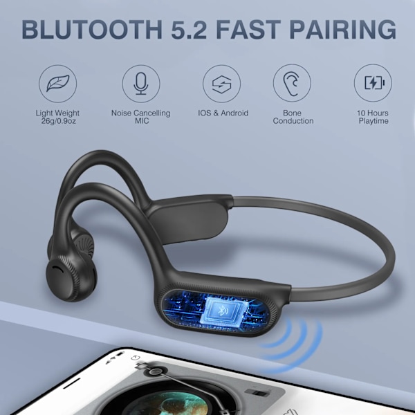 Benledning Bluetooth-headset in-ear ørekrog sport lang batteritid headset-rød