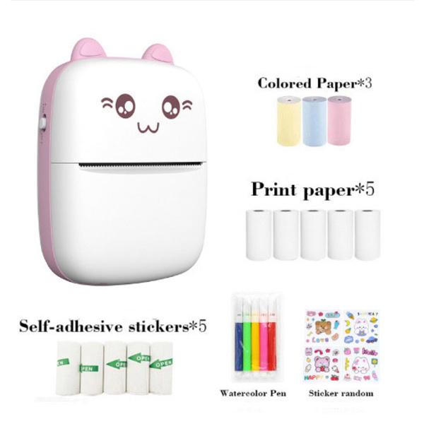 Bærbar Fotoprinter, Mini Termisk Printer, Bluetooth Trådløs Printer, Klistermærkesprinter til Autoc F
