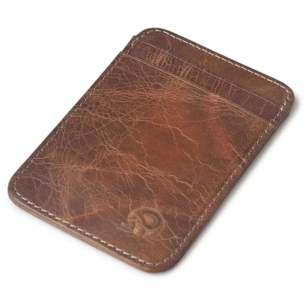 1 KPL Uusi retro aito nahkatasku Bank-ID Case Tunn Smal vintage Herra Cash Pack Busskorttikotelo Käsilaukku Oil wax (grey)