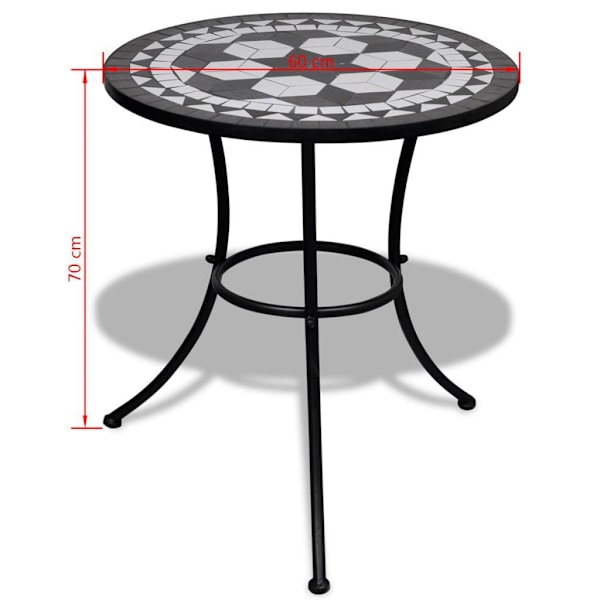 vidaXL Mosaikbord sort og hvid 60 cm 16000 black