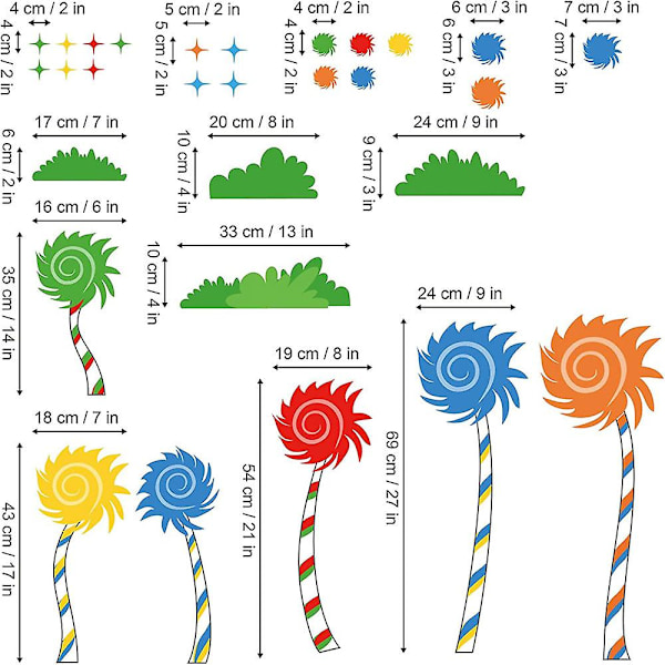 Et sett med fargerike blomsterklistremerker for vegger Veggklistremerker Veggdekorasjon for soverom Stue Kjøkken