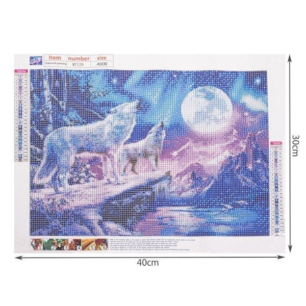 Diamantmaling - 30x40cm - Ulver multicolor 140