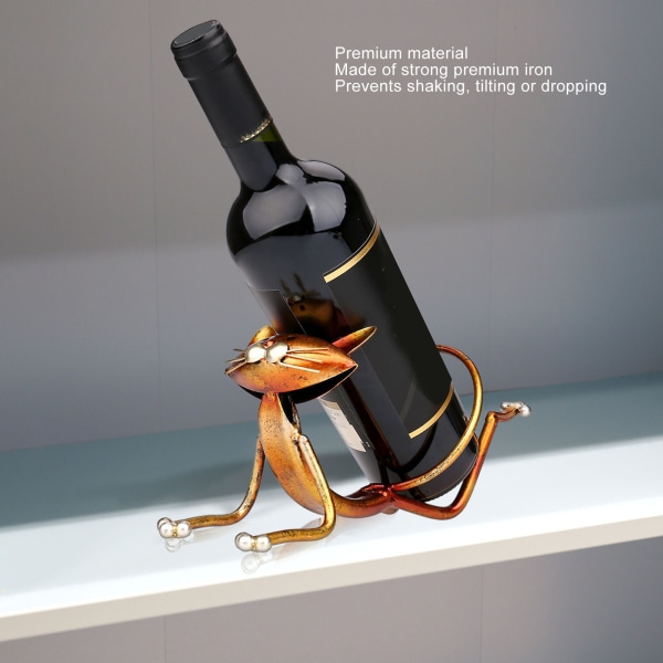 Kattevinholder Innovativ Moderne stil Dekorativ metal Katteformet vinflaskeholder til hjemmet Stue skab