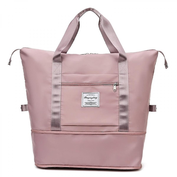 Vanntett skuldertaske Weekendbag Svømming Sport Reiser Gympose Ekspanderbar pose Lett og enkel å bære (rosa) - Perfekt