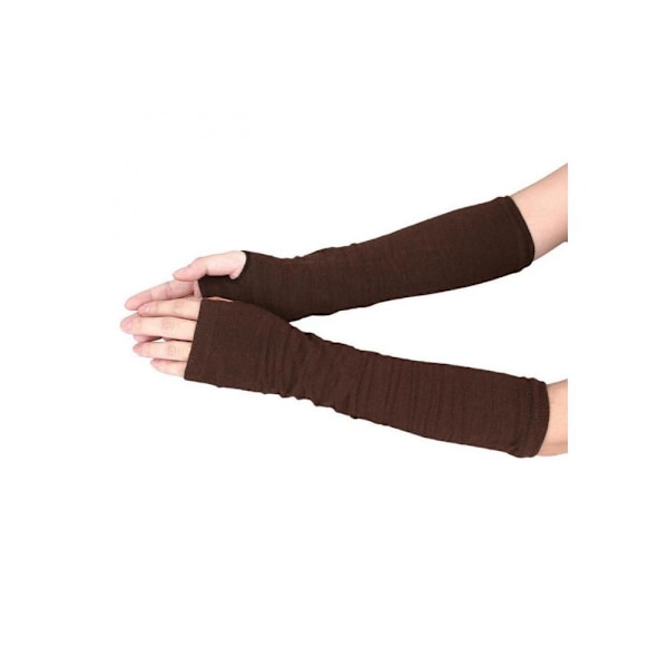 Yksväriset sormittomat ja puoli pitkät käsivarsinlämmittimet Bru brown one size