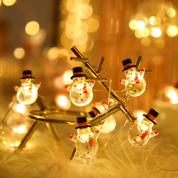Dekorativ jullampa Snögubbe Santa Claus Dekorativ lampsnöre LED Koppartråd Lampsnöre