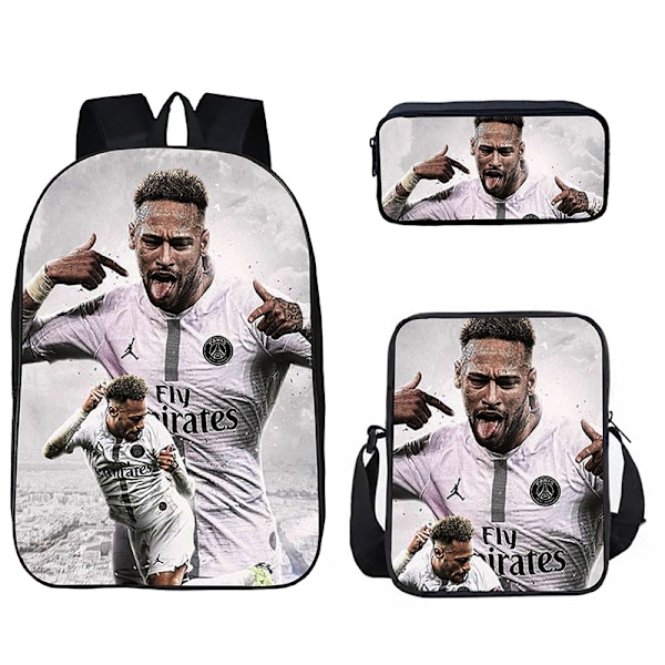 Neymar Jalkapalloreppu Opiskelijan koululaukku 3-osainen setti valkoinen 4 white 4 40cm