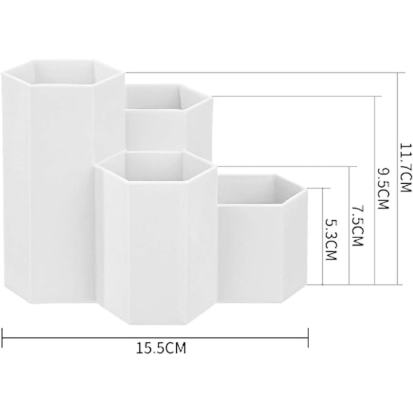 Sekskantet pennholder i plast, flerbruks pennholder, plast