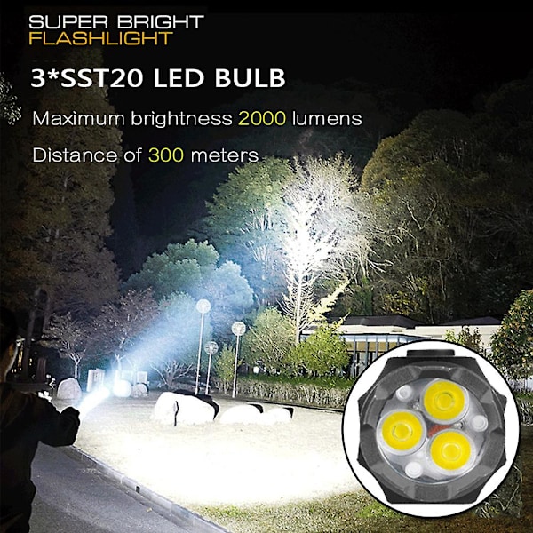 Led Mini Lommelygte Kraftfuld Type-c Genopladelig 18350 Batteri Lommelygte Lampe Med Halemagnet Taktisk Lygte