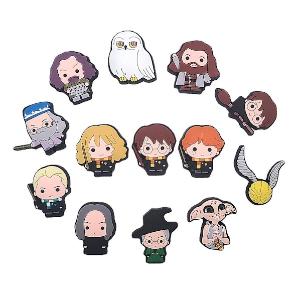 17 st Harry Potter Tecknade Sko Charms För Crocs Träskor Skor Dekoration Sandaler Tillbehör Barn Vuxna Festpresenter