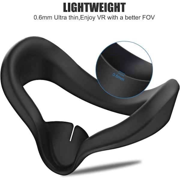 Silikon VR-ansigtsmaske til Oculus/Meta Quest 2 Headset Briller Svedtæt Vandtæt Cover Udskiftning til Q2 VR-tilbehør (sort)