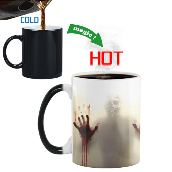 Halloween Walking Deads färgskiftande mugg Keramisk kaffemugg Thermal tekopp Nyhetspresent