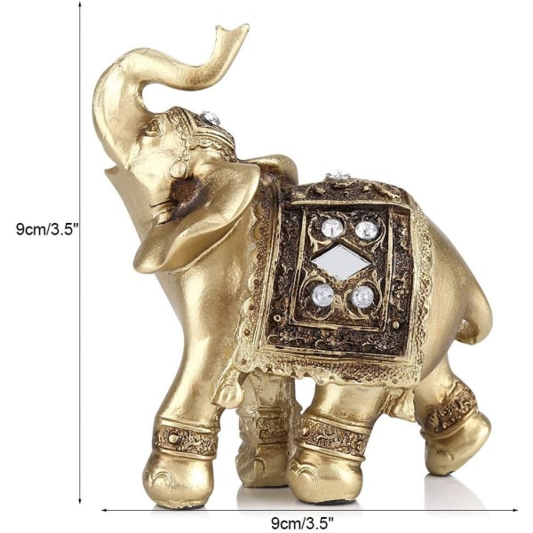 Elefantstatue, Guld Elegant Elefant Smykker Held Lykke