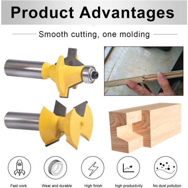 1/2\" Skaft Matchad Spår och Not Fräs Set Bits 120 Graders Kant