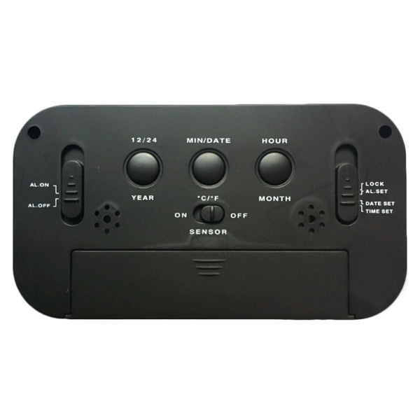 Stor LCD-skärm Mute Smart Light Elektronisk väckarklocka Black