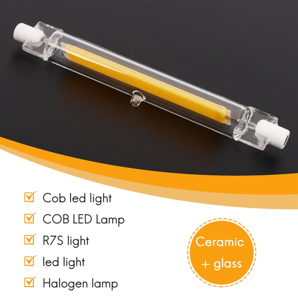 Dimbar R7s LED COB 10W 118mm LED-lamper Erstatter Halogenlampe - Varmt Hvit Lys 220V