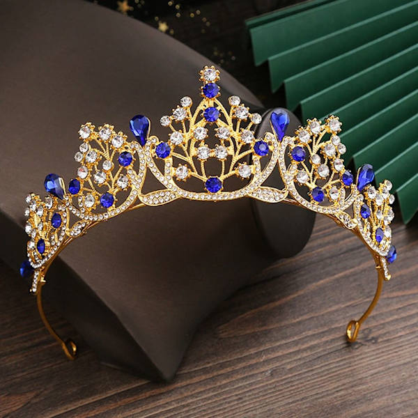 Prinsesse Krystal Tiara Rhinestone Hårbånd BLÅ blue