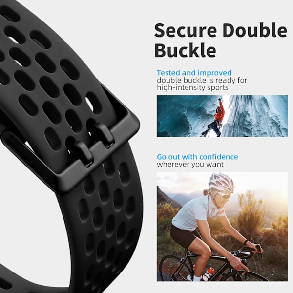 Kompatibel med Fitbit Charge 5 Bands/Charge 6 Bands til kvinder og mænd, blødt åndbart sportsbånd, justerbart håndledsrem, sort