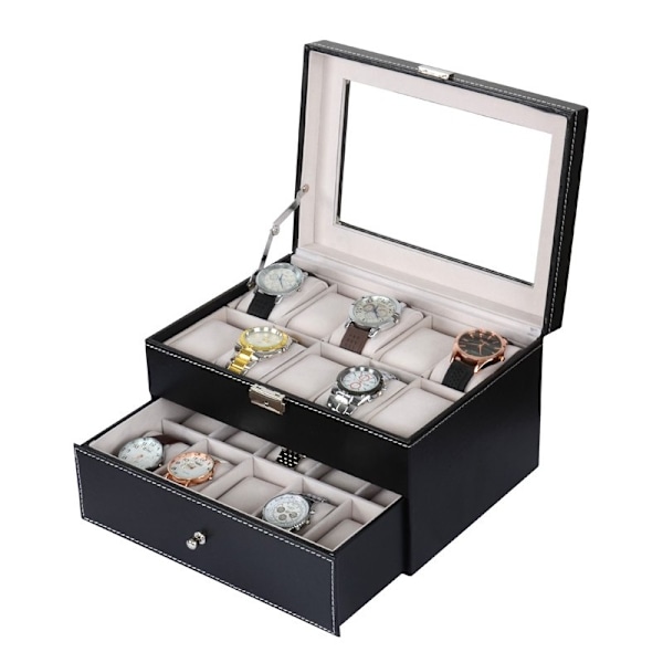 Lyxig Klockbox / Klocklåda / Urbox för 20 klockor black 2250