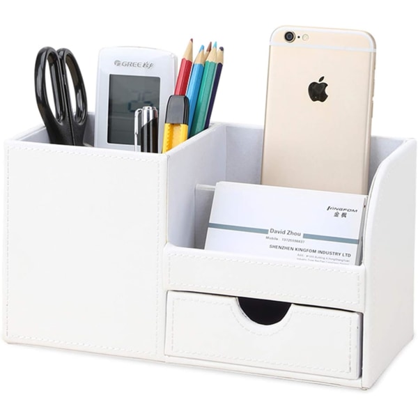 Multi-functional Compartments Desk Organizer (White)