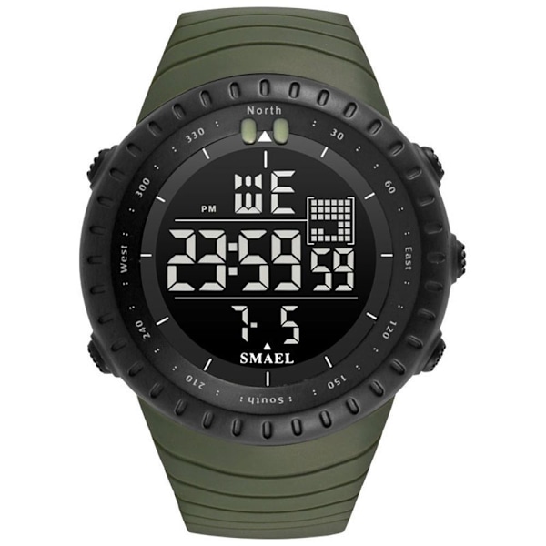 Menners Klokker Vanntette Sport Militær Analog Kvarts LED Digital Armbåndsur Green