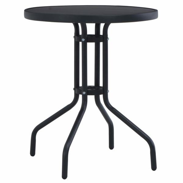 vidaXL Puutarhapöytä musta 80 cm teräs ja lasi black 11500