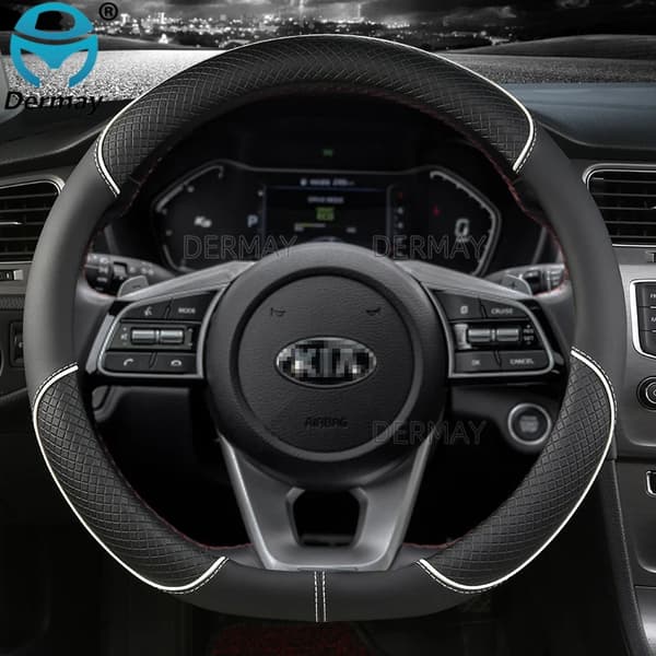 Microfiber Leather Dermay Car Steering Wheel Cover Compatible with Kia Ceed Xceed Ceed SW Pro_Ceed GT Car Accessories Interior-FA- D shape Blue